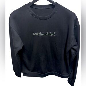 Thread Tide Black Oversized Embroidered Overstimulated Fleece Sweatshirt XL NEW